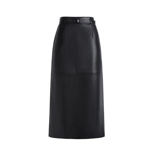 丁摩 真皮皮裙女半身裙新款秋冬高腰显瘦中长款开叉气质包臀一步裙5ZF-2416 商品图4