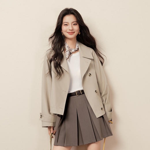 【商场同款】诗凡黎巴恩风质感风衣2025秋新款长袖外套3G8260301 商品图0