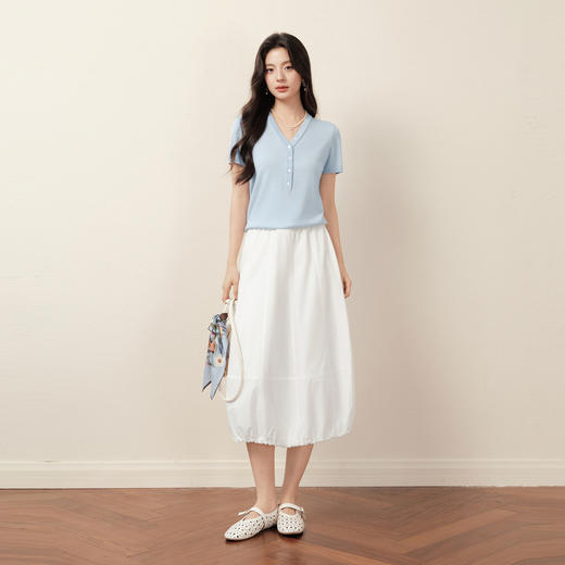 【商场同款】诗凡黎透气天丝针织衫2025秋新款短袖上衣3G7131261 商品图1