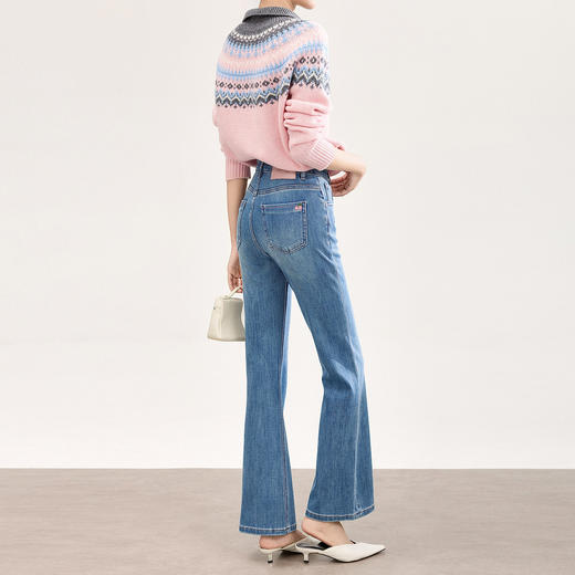 「高货wl」全新升级【铂金会员275/天猫369/差价94】(00903)洛诗琳气质四面弹超模裤2026春季新款樱桃刺绣微喇牛仔裤 商品图2