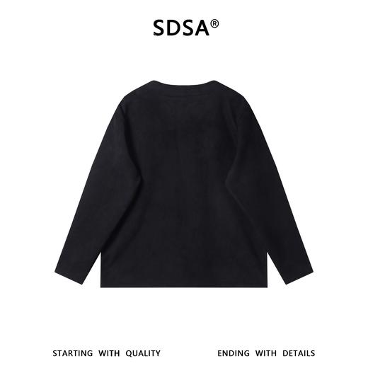 26T10SDSA秋冬新款痞帅男装简约植绒纯色拼接小V领卫衣百搭宽松上衣 商品图5