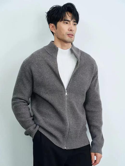 软糯舒适】冬季重磅立领针织外套拉链毛衣男厚开衫 商品图1