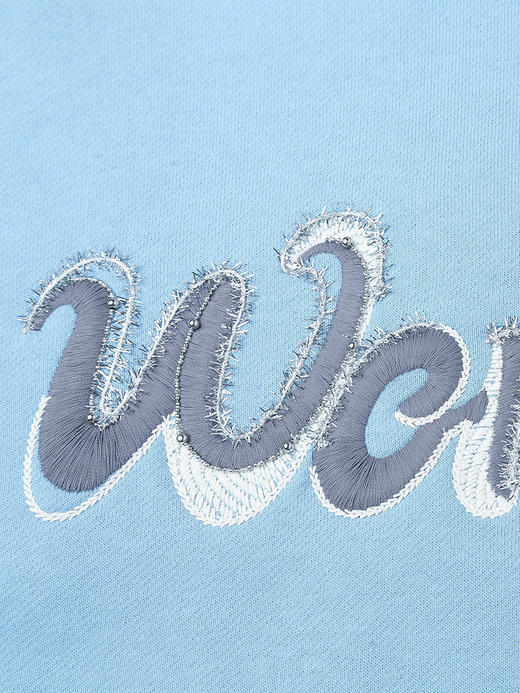 花灰色圆领短款卫衣 亮片字母印花宽松落肩袖休闲显瘦秋冬通勤温柔气质百搭套头上衣 商品图2