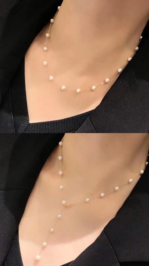 【私席真珠·新年盛宴】18k金镶 AKOYA珍珠项链4-5mm 近圆 商品图3