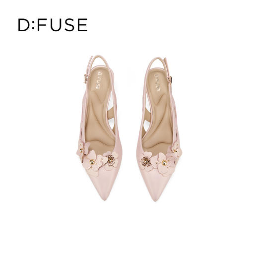 Dfuse迪芙斯2026春季新款尖头细跟格桑花柔软羊皮通勤高跟凉鞋女鞋DFE1114021 商品图9
