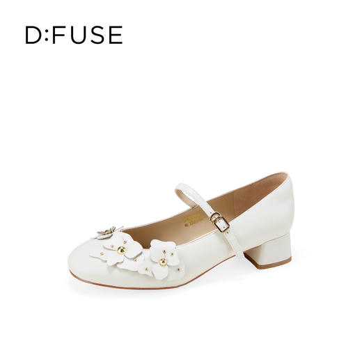 Dfuse迪芙斯2026春季新款小圆头立体格桑花小粗跟玛丽珍单鞋女鞋DFE1111016 商品图11