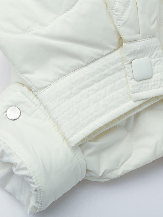 奶白色波浪纹绗缝衬衫式棉服 翻领单排扣宽松廓形保暖显瘦秋冬通勤温柔气质轻熟风上衣 商品图4