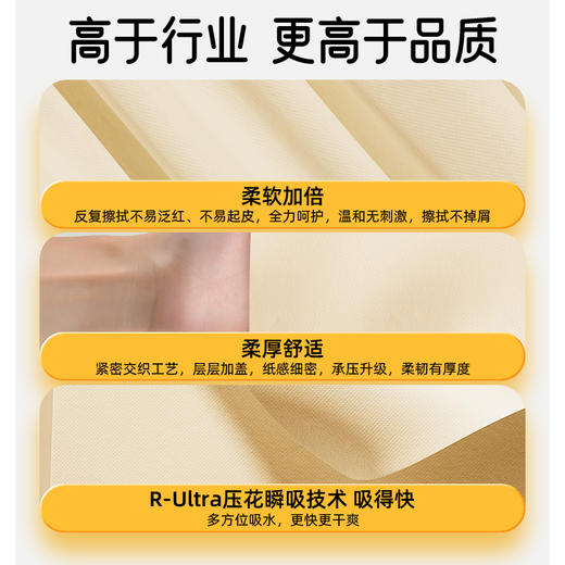 若禺RoyoPand本色擦手纸2层加厚400张/提1件4包挂式便捷原生竹浆吸水吸油柔软舒适RC1502 商品图4