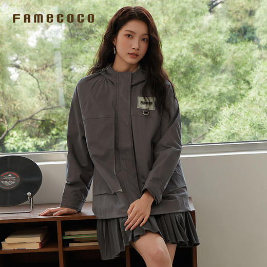Famecoco范可儿风衣外套一手长连帽H型通勤休闲FAB6AV004 商品图2