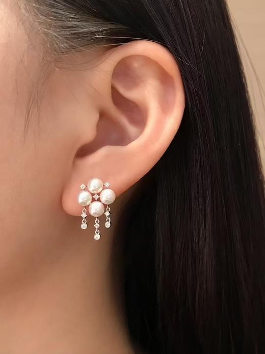 【私席真珠·新年盛宴】18K金镶钻AKOYA珍珠耳针，4.5-5mm珠，圆（孤品） 商品图2