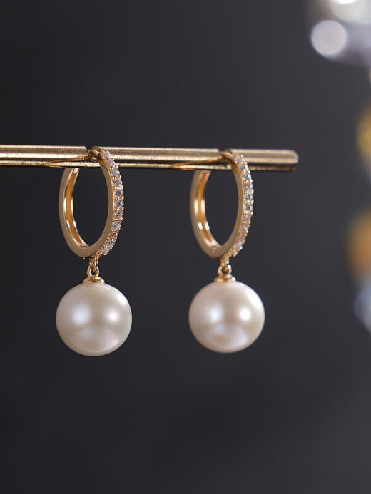 子佩集【缪斯挽月】银S925珍珠惜王妃耳环【MLEH008】10mm珠镀金扣环圆圈2601 商品图5