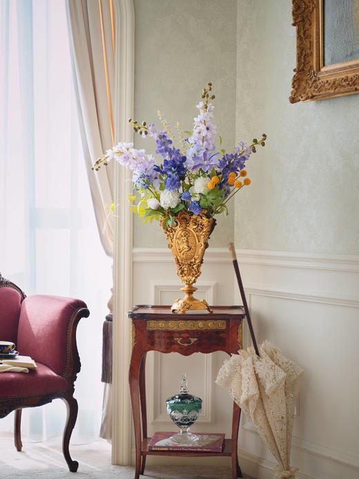 独角鹿西洋古董19世纪末法国出品古典天使与神兽主题铜鎏金精雕花瓶 商品图0