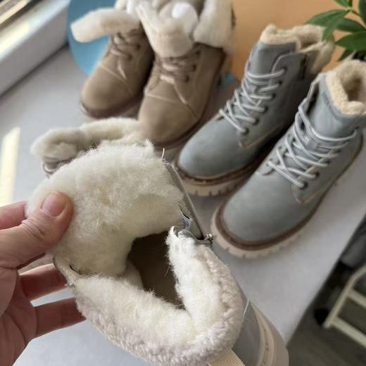 出口俄罗斯单！2026羊毛加绒加厚棉靴厚底系带短筒雪地靴马丁靴女款！ 商品图2
