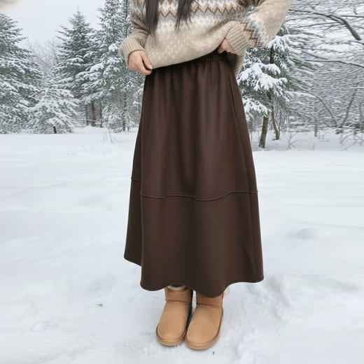 【合作款】复古毛呢半身裙宽松显瘦a字中长款花苞裙  yc0112002 商品图2