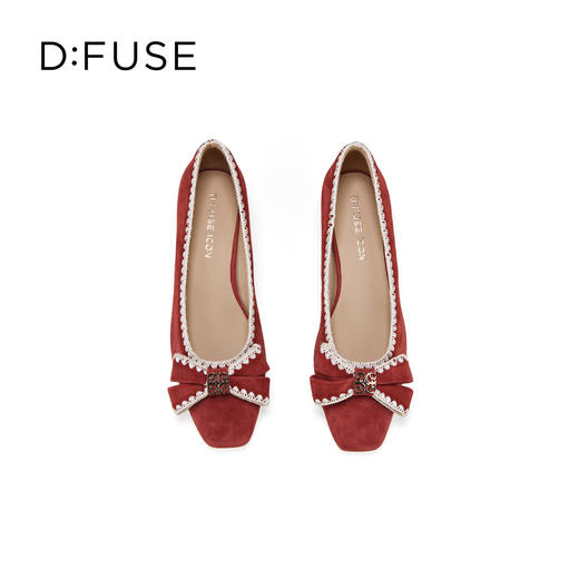 Dfuse迪芙斯2026春季新款小方头蝴蝶结舒适矮粗跟单鞋高跟鞋女鞋DFE1111011 商品图14