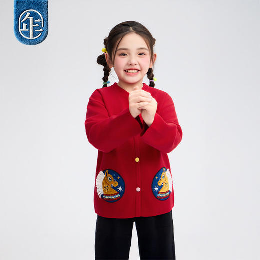 年衣童装针织开衫儿童冬季新款男女童利马如意针织开衫 商品图3