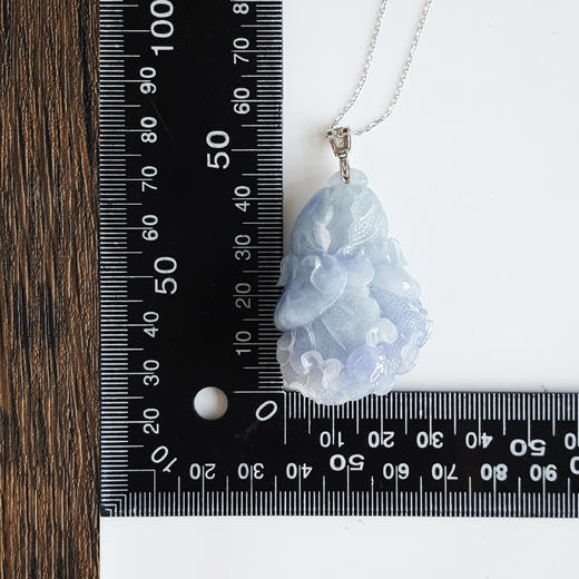 【天然正品】A货翡翠S925银镶天然细腻糯种春带彩浓紫罗兰花开富贵翡翠吊坠项链56.9*31.9*17.7MM(皆取最大值) 231225AK54特价：980 商品图3