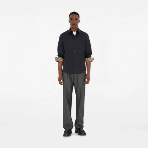 BURBERRY 巴宝莉 男士马术骑士徽标印章刺绣棉质长袖衬衫 深蓝色 8113138 A1222 商品图2