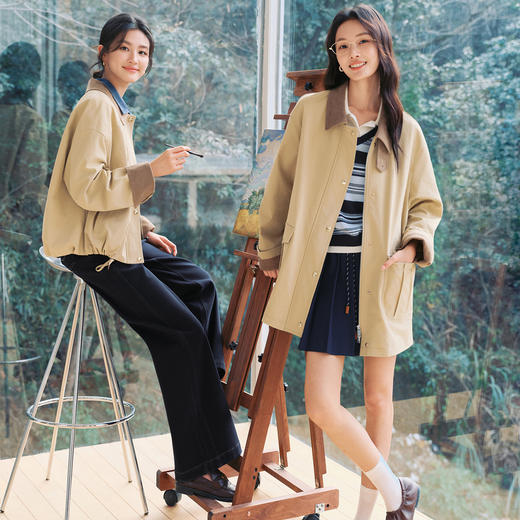 【严选】诗凡黎巴恩风灯芯绒翻领风衣2026春新款经典一手长宽松夹克外套女7H1260231 商品图1