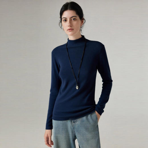 椰绒半高领磨毛保暖内搭打底衫 商品图3