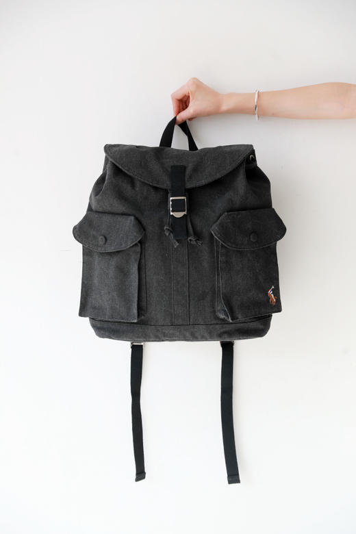 复古丹宁双肩包，小标刺绣工艺。大容量可调节肩带帆布包E010688 商品图4