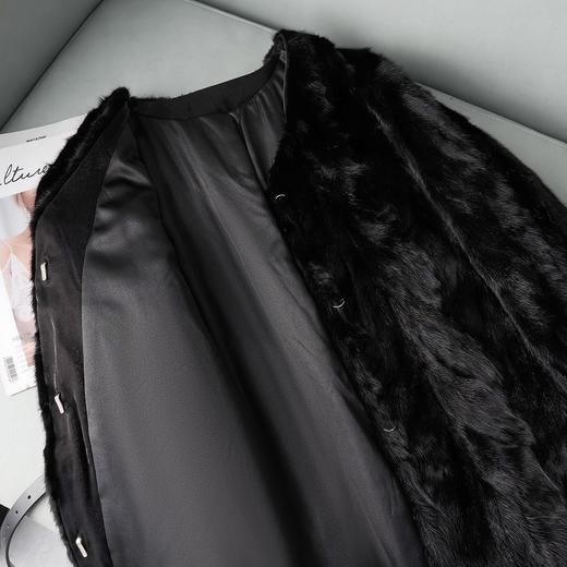 丁摩 冬季貂皮大衣真貂水貂毛外套裘皮拼貂中长款V领皮草5ZF-2803 商品图2