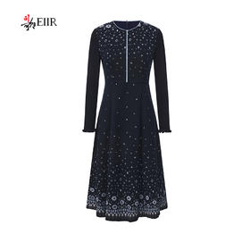 司歌弹力显瘦冬连衣裙拼毛织A901057X