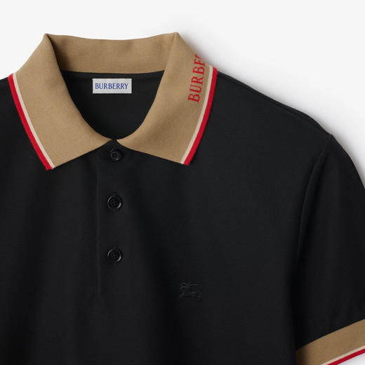 BURBERRY 巴宝莉 男士马术骑士徽标刺绣棉质短袖Polo衫 黑色 8110934 A1189 商品图1