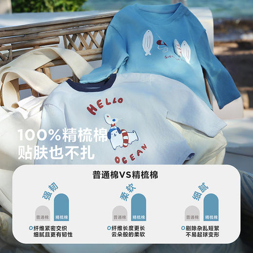 迷你巴拉男童宝宝长袖T恤柔软亲肤纯棉细腻耐穿航海学院风2026春★ 商品图2