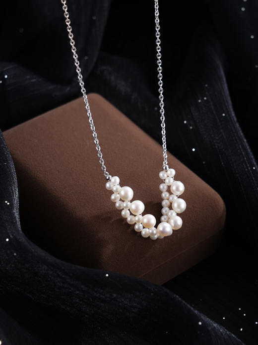 子佩集【珠链垂月】银S925珍珠惜王妃项链【SPN0730003】3.2mm小珠5.2mm大珠一字串珠2601 商品图3