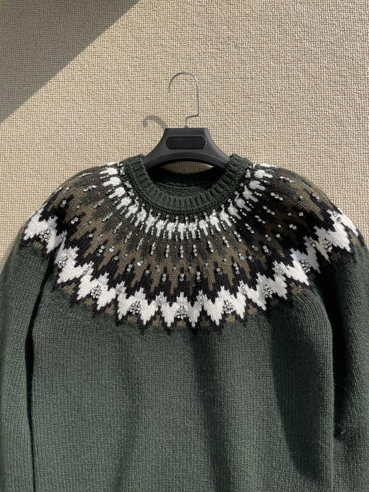 16-6排他性独家圆正 GG纯手工钉珠 重磅费尔岛羊毛提花套头衫 我穿L宽松 商品图13