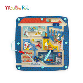 Moulin Roty 滚珠迷宫 小狗普斯和皮鲁系列 磁力游戏 木质益玩 适合1岁半以上 法国品牌 -684084