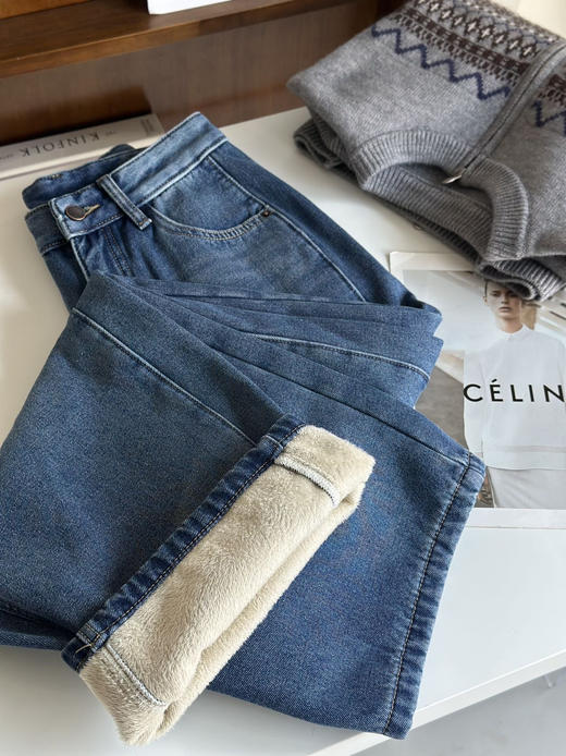 大幂幂同款加绒老爹弯刀牛仔裤 商品图14