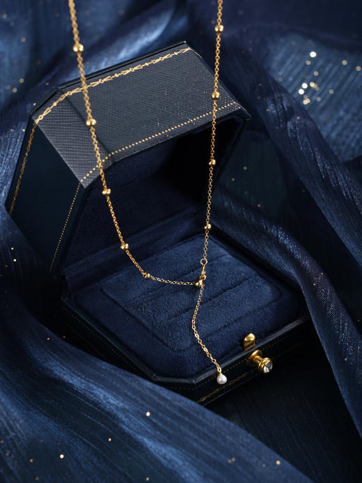 子佩集【月华珠露】银S925珍珠惜王妃项链【SGN0610002】13mm珠镀金巴洛克扁珠2601 商品图6