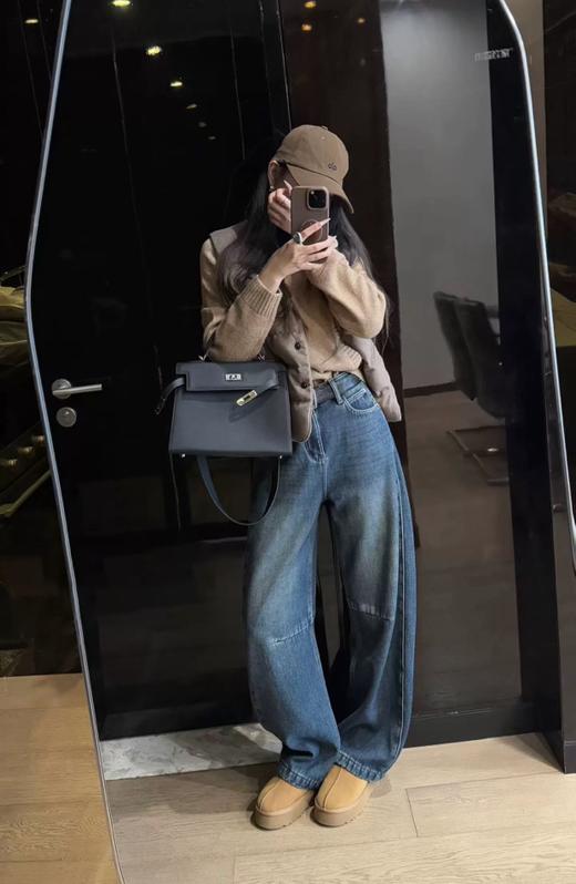 大幂幂同款加绒老爹弯刀牛仔裤 商品图5