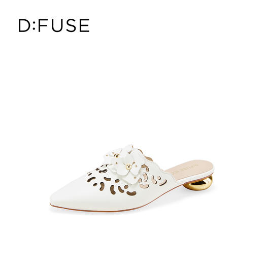 Dfuse迪芙斯2026春季新款尖头格桑花镂空半包头平跟穆勒拖鞋凉拖鞋DFE1110026 商品图10