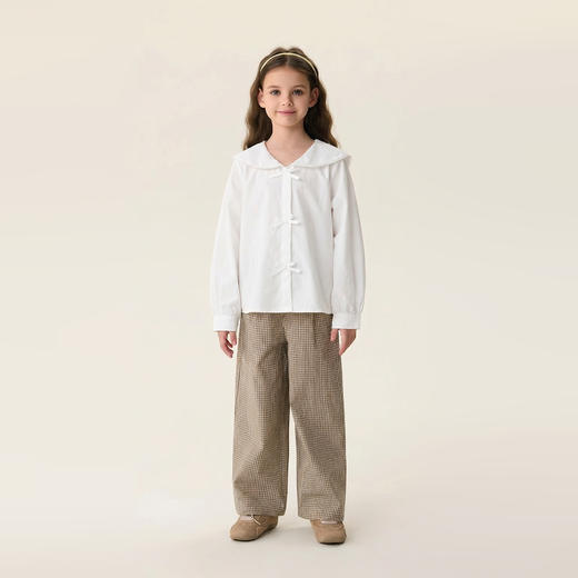 马克珍妮淡雅蝴蝶结女童海军领衬衫2026年春装新款560195 商品图3