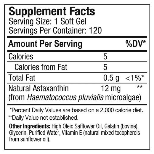 「美国直邮」nutrex Hawaii BioAstin 夏威夷雨生红球藻 12mg高浓度虾青素 120粒 商品图4