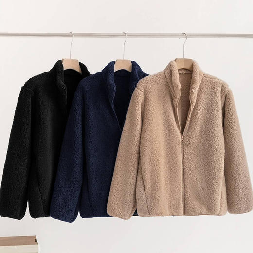 男士长绒摇粒绒保暖立领拉链夹克外套 商品图0