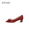 Dfuse迪芙斯2026春季新款小方头蝴蝶结舒适矮粗跟单鞋高跟鞋女鞋DFE1111011 商品缩略图11