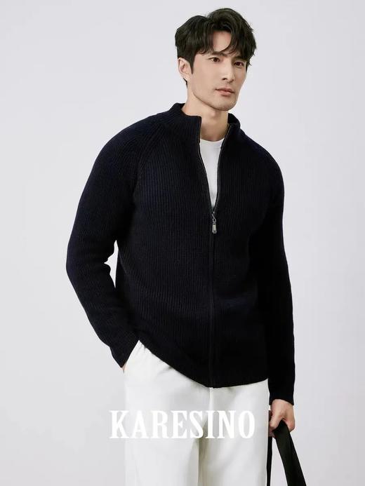 软糯舒适】冬季重磅立领针织外套拉链毛衣男厚开衫 商品图2