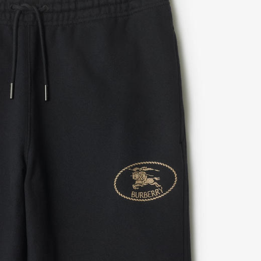 BURBERRY 巴宝莉 女士马术骑士印章棉质运动裤 黑色 8111679 A1189 商品图1