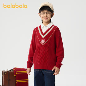 巴拉巴拉童装儿童毛衣男童春秋中大童套头针织衫假两件绞花时尚潮
