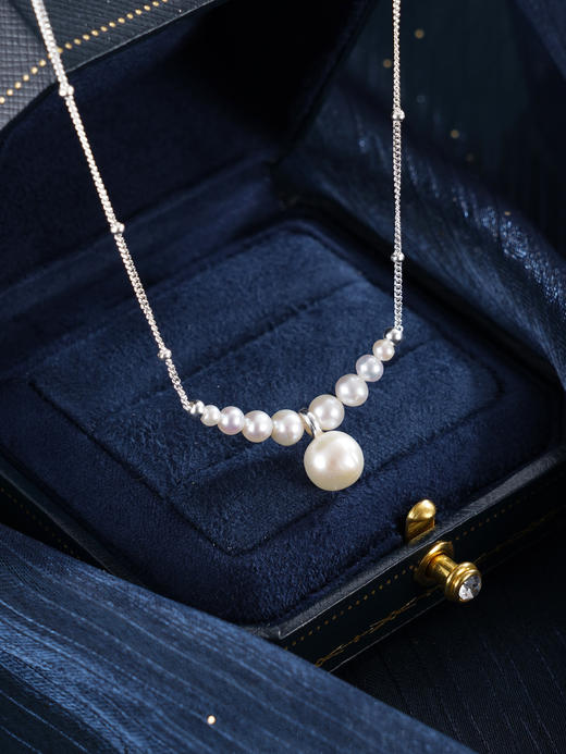 子佩集【月涟缪斯】银S925珍珠惜王妃项链【SPN0545002】7.5mm大珠一字串珠2601 商品图3