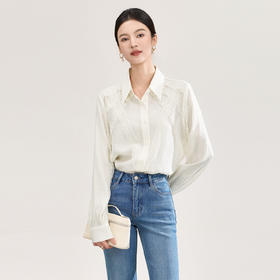 「高货wl」全新升级【铂金会员293/天猫389/差价96】(01638)洛诗琳法式气质翻领衬衫2026春季新款蕾丝边拼接长袖上衣