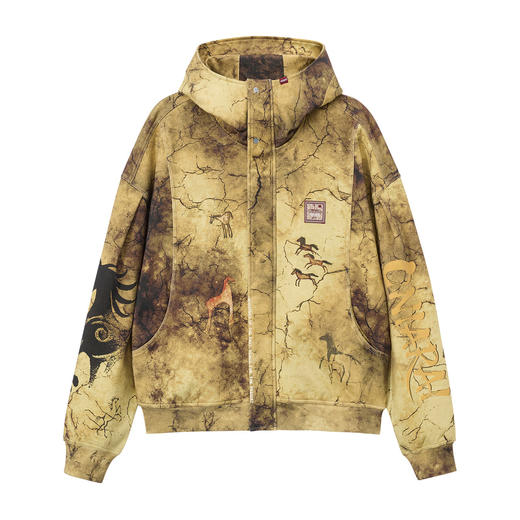ONIARAI/鬼洗26新品黑标石器时代洞穴画廊满版连帽外套男 A340019 商品图3