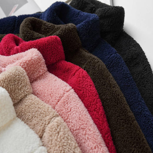 女士长绒摇粒绒保暖立领拉链夹克外套 商品图4