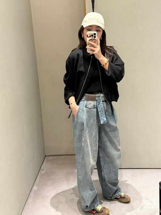 16-7独家圆正 Lew水洗蓝高腰单宁布牛仔裤 灯笼气球阔腿裤 我穿40码 商品图7