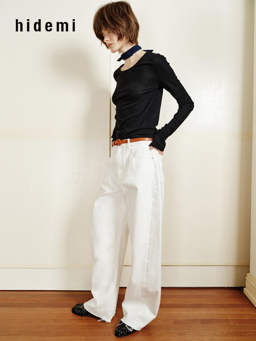hidemi副线小h 香蕉裤Banana Pants系列宽松毛边茧型牛仔裤弯刀裤长裤 商品图7
