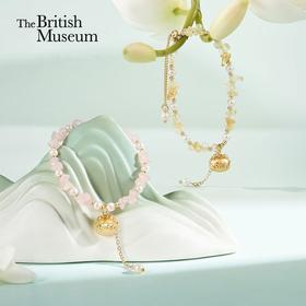 大英博物馆 盖亚·巴斯特系列 萌猫珍珠水晶可调节手链 黄色 粉色